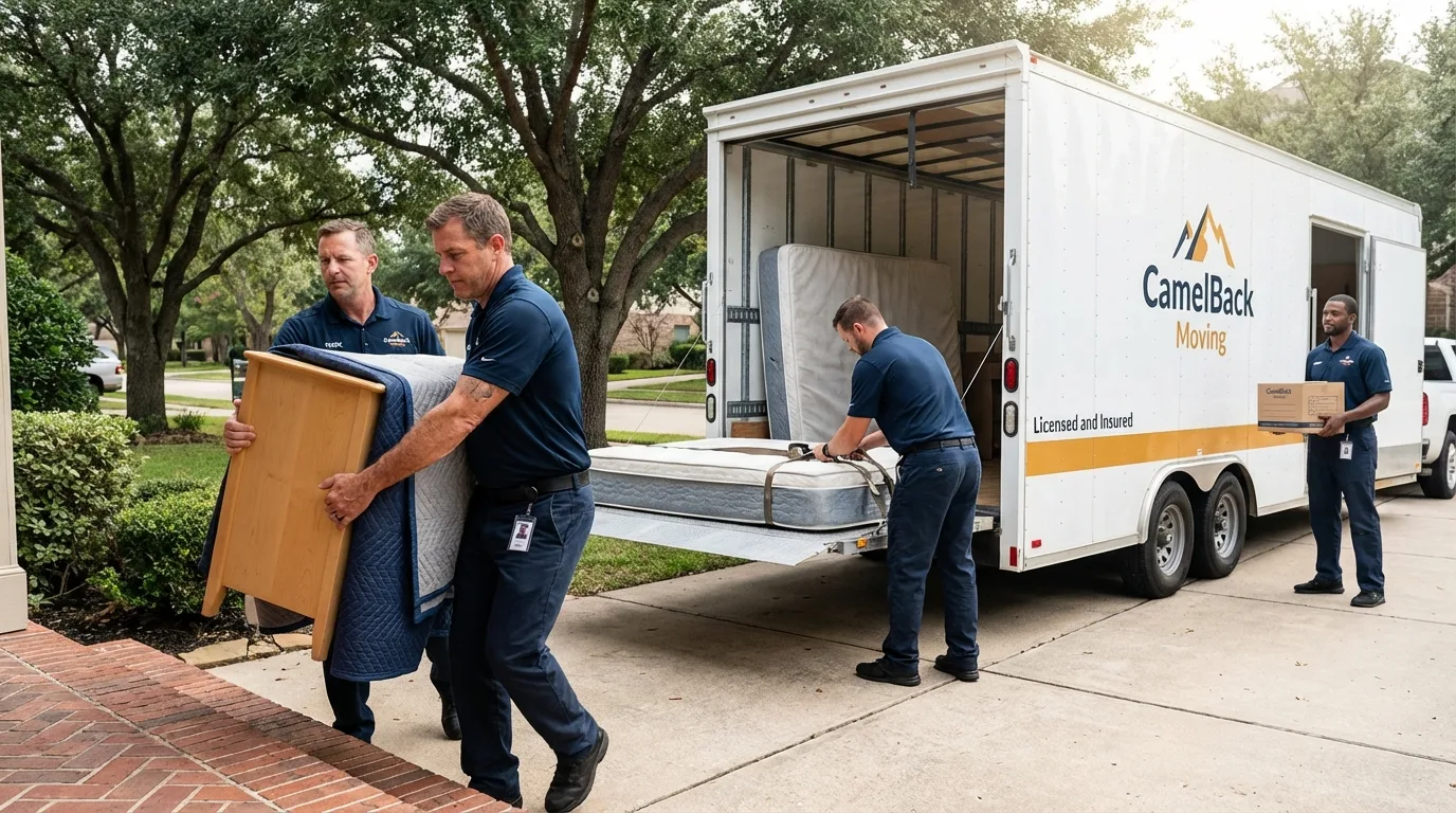 Crew loading residential truck for cross-state move from Wethersfield, CT