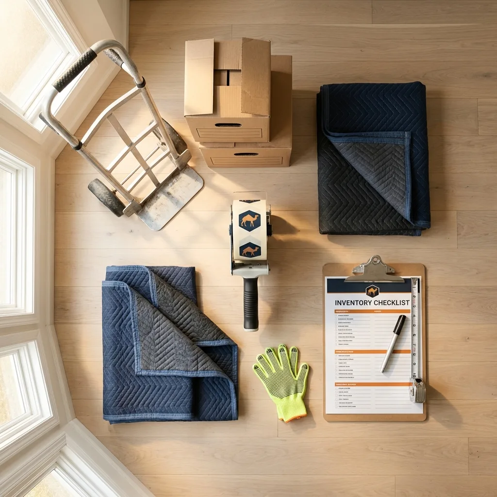 Professional moving supplies and packing materials layout for Wethersfield residential relocations
